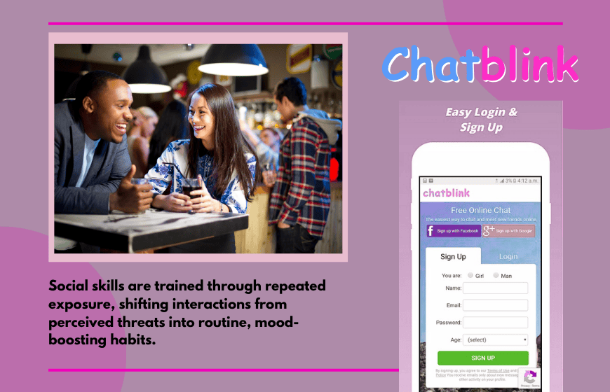 Person making eye contact in conversation