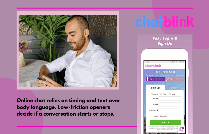 person typing first message