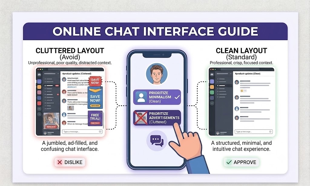 Clean browser-based online video chat interface layout